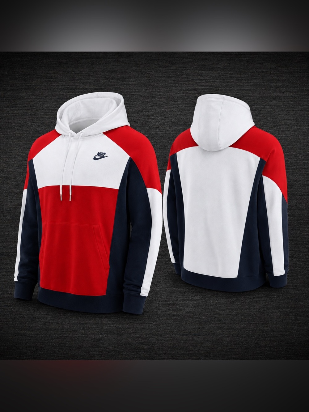 Nike Sportswear Colorblock Hoodie Red White Navy S